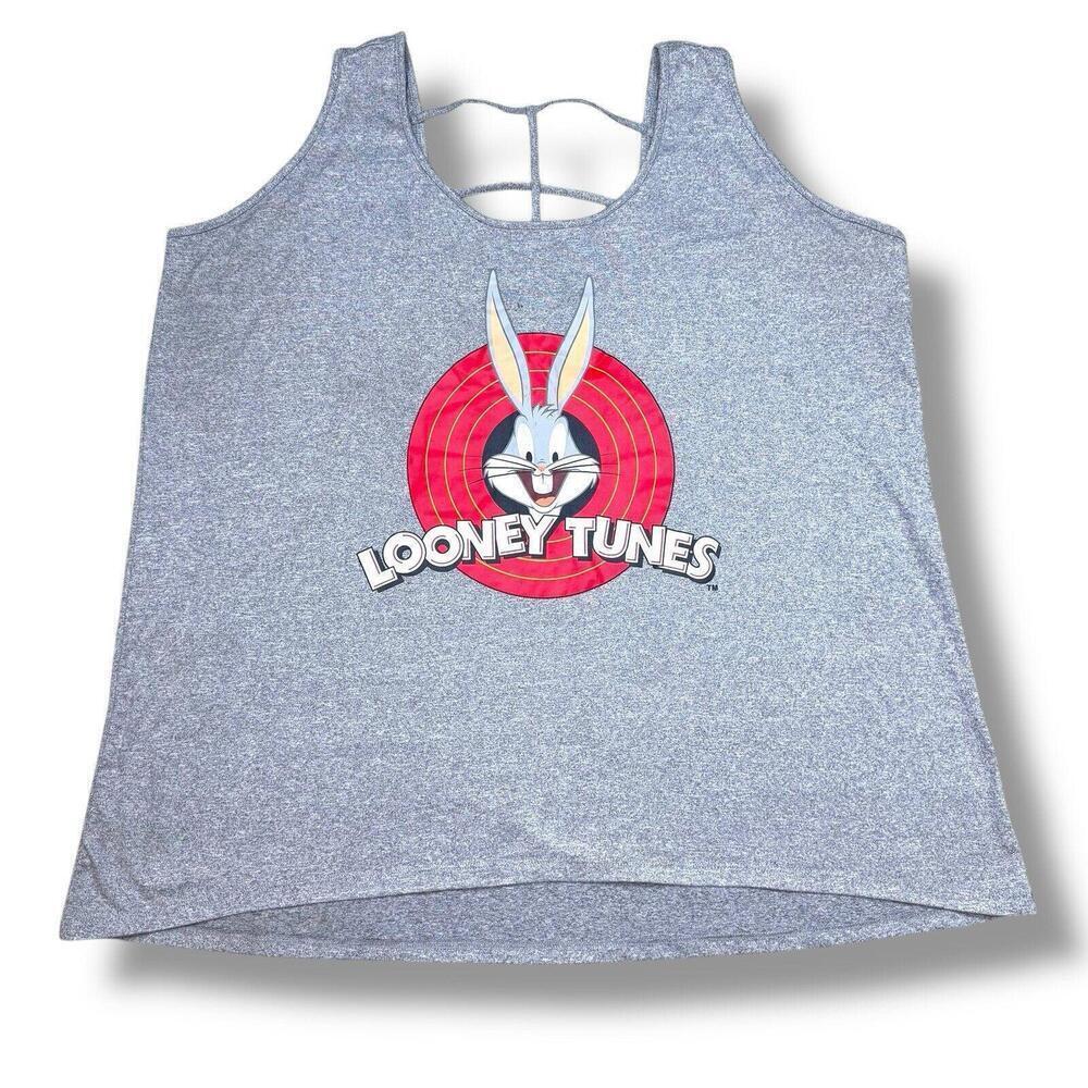 Looney Tunes Bugs Bunny Graphic Racerback Tank Top Women’s XXL Gray Casual